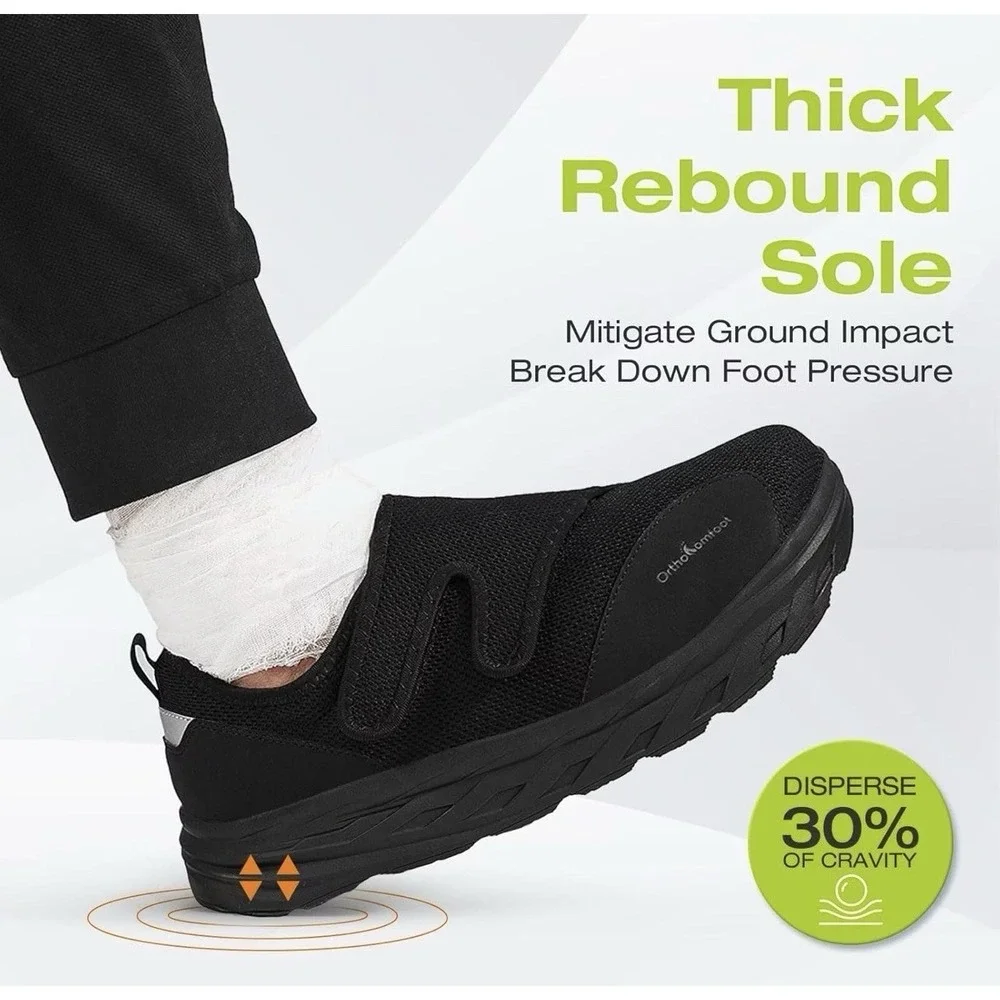 OrthoComfoot Men's Orthopedic Diabetic Extra Wide Walking Shoes:‎ Black Size 11X